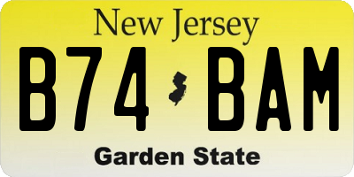 NJ license plate B74BAM