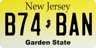 NJ license plate B74BAN