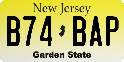 NJ license plate B74BAP