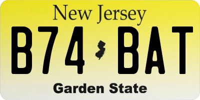 NJ license plate B74BAT