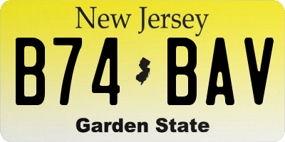 NJ license plate B74BAV