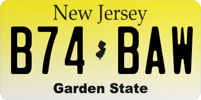 NJ license plate B74BAW