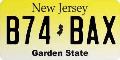 NJ license plate B74BAX