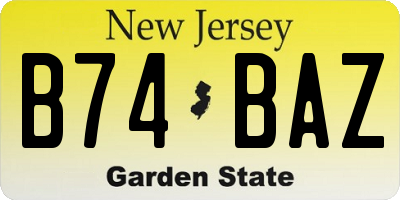 NJ license plate B74BAZ