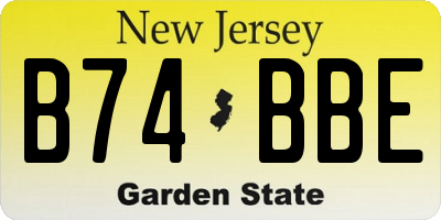 NJ license plate B74BBE