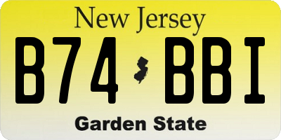 NJ license plate B74BBI