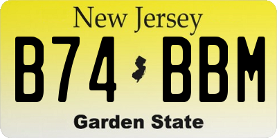 NJ license plate B74BBM