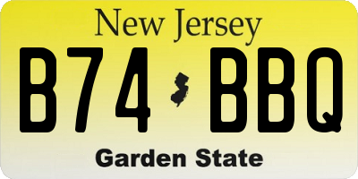 NJ license plate B74BBQ