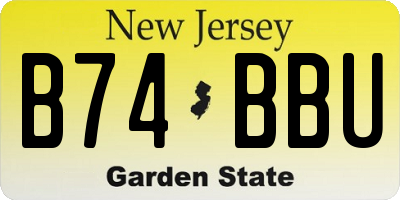 NJ license plate B74BBU