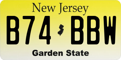 NJ license plate B74BBW