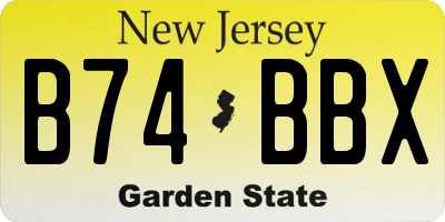 NJ license plate B74BBX