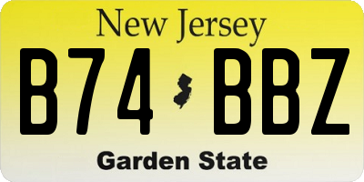 NJ license plate B74BBZ