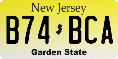 NJ license plate B74BCA
