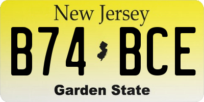NJ license plate B74BCE