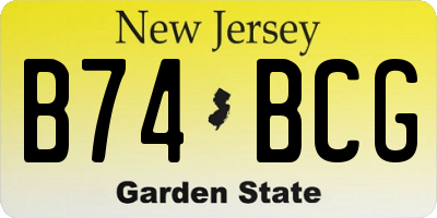 NJ license plate B74BCG