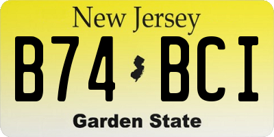 NJ license plate B74BCI
