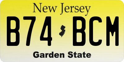 NJ license plate B74BCM