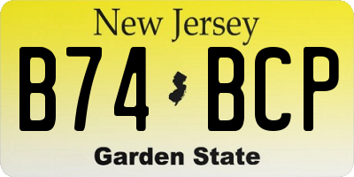 NJ license plate B74BCP