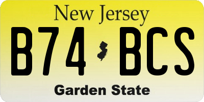 NJ license plate B74BCS