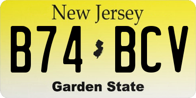 NJ license plate B74BCV