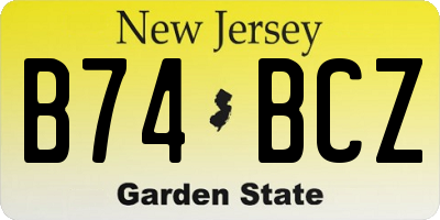 NJ license plate B74BCZ