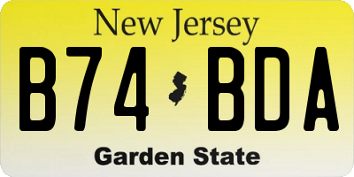 NJ license plate B74BDA