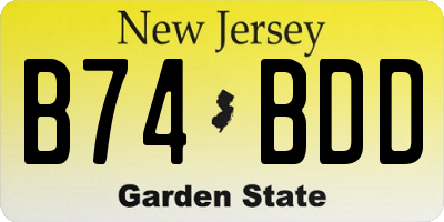 NJ license plate B74BDD