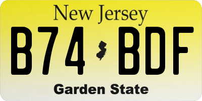 NJ license plate B74BDF