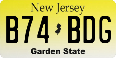 NJ license plate B74BDG