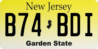 NJ license plate B74BDI