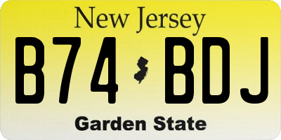 NJ license plate B74BDJ