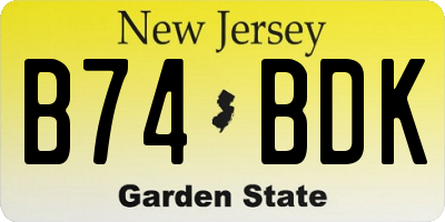NJ license plate B74BDK
