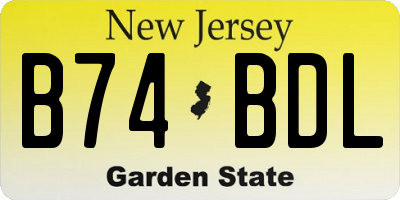NJ license plate B74BDL