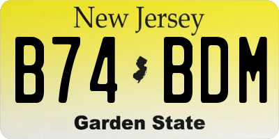 NJ license plate B74BDM