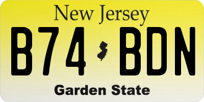 NJ license plate B74BDN
