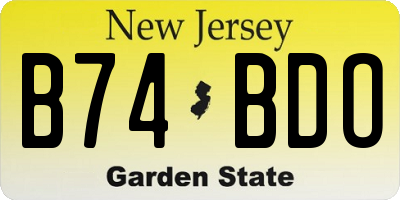 NJ license plate B74BDO