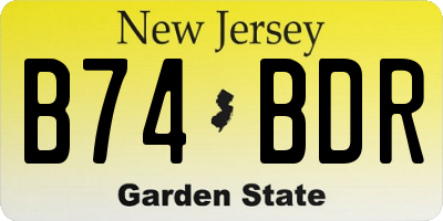 NJ license plate B74BDR