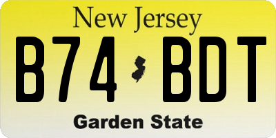 NJ license plate B74BDT