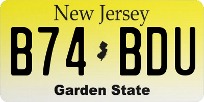 NJ license plate B74BDU