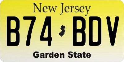 NJ license plate B74BDV