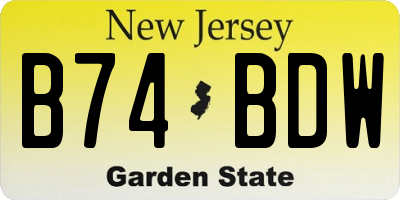 NJ license plate B74BDW