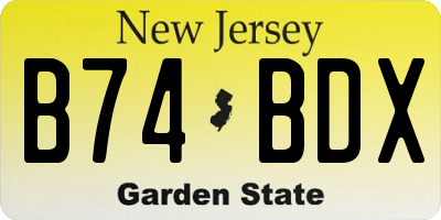 NJ license plate B74BDX