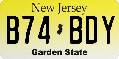 NJ license plate B74BDY