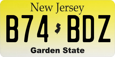 NJ license plate B74BDZ