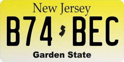 NJ license plate B74BEC