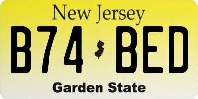 NJ license plate B74BED