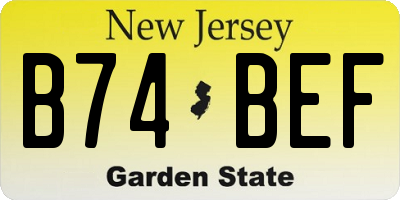 NJ license plate B74BEF