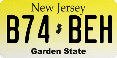 NJ license plate B74BEH