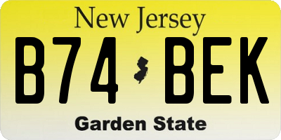 NJ license plate B74BEK