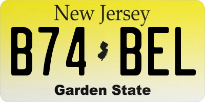 NJ license plate B74BEL